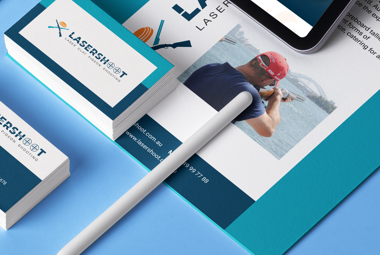 lasershoot flyer and business cards