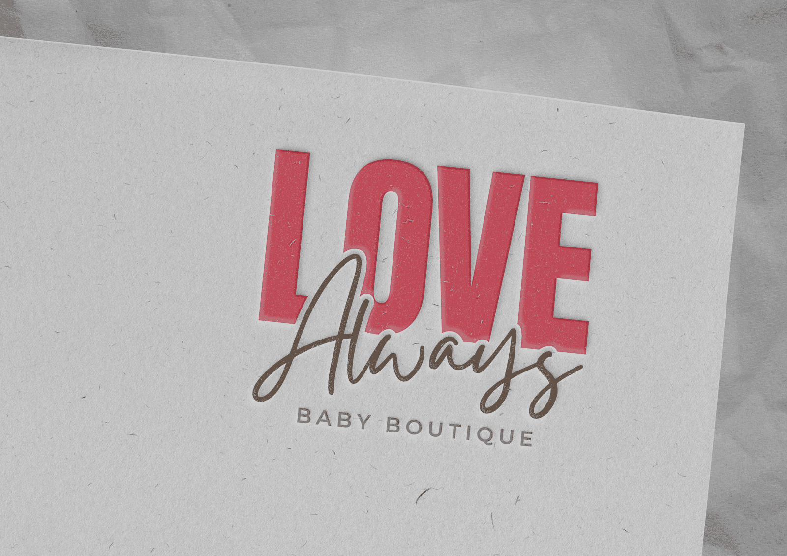 love always logo pressed in paper