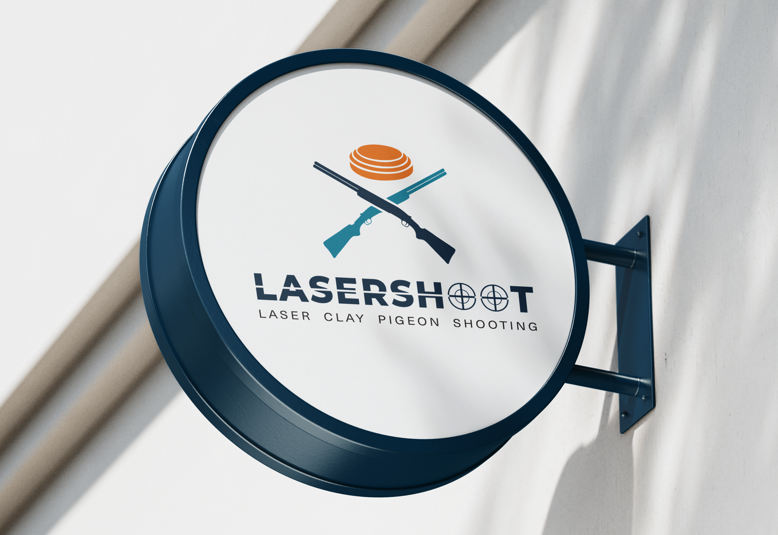 circular sign with lasershoot logo